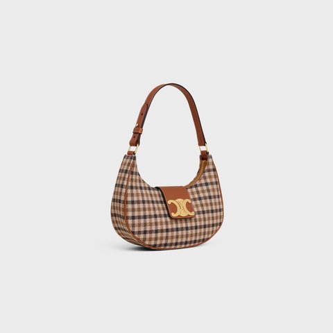 MEDIUM AVA TRIOMPHE BAG IN TARTAN TEXTILE and CALFSKIM - Image 2