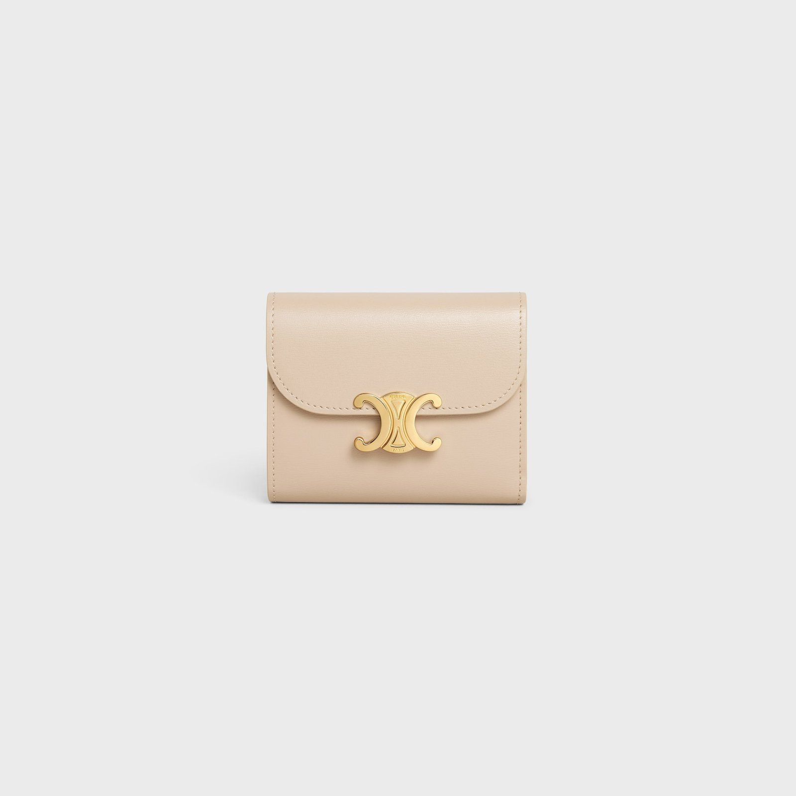 SMALL FLAP WALLER TRIOMPHE IN SHINY CALFSKIN NUDE