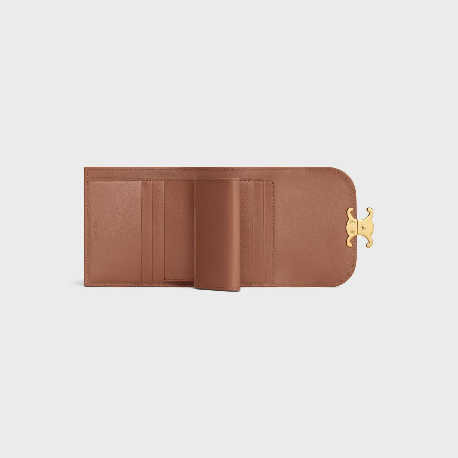 SMALL FLAP WALLER TRIOMPHE IN SHINY CALFSKIN BRONZE - Image 4