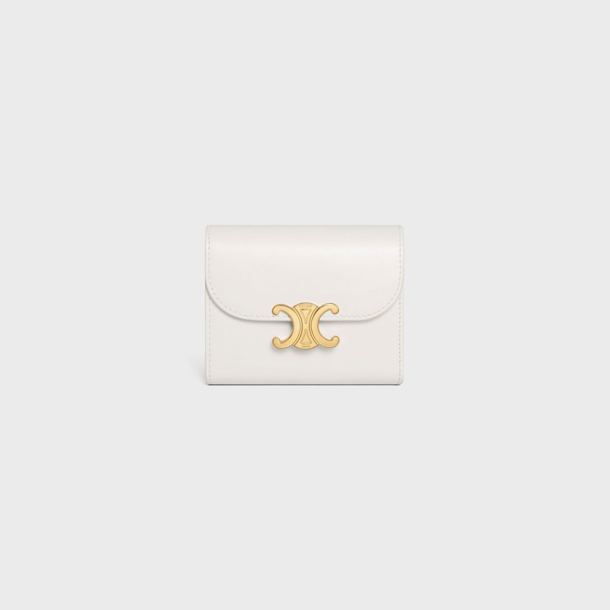 SMALL FLAP WALLER TRIOMPHE IN SHINY CALFSKIN WHITE