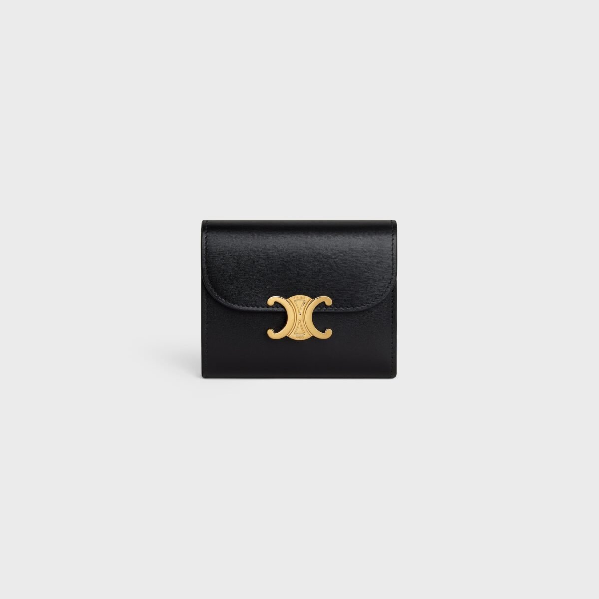 SMALL FLAP WALLER TRIOMPHE IN SHINY CALFSKIN BLACK