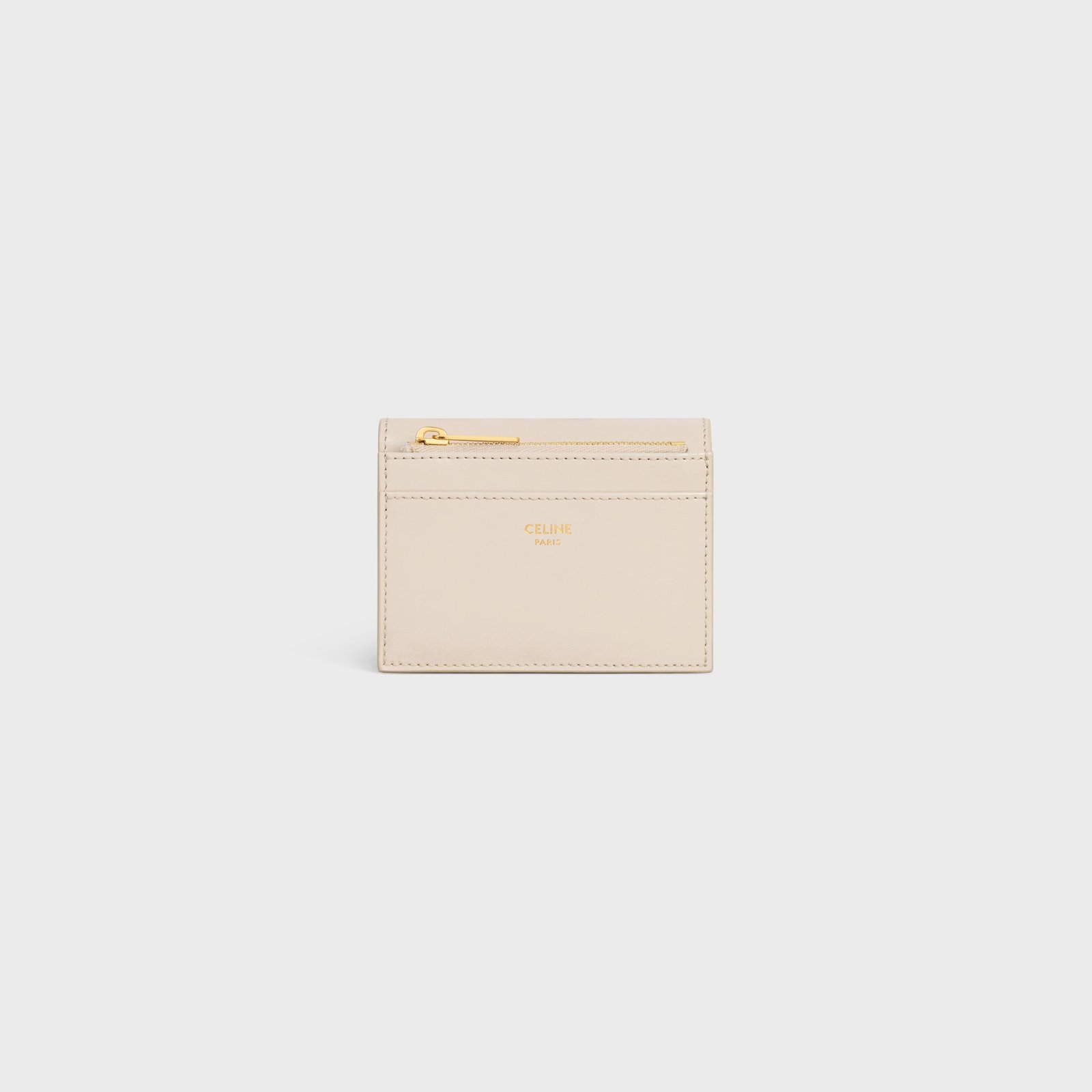 COMPACT WALLET WITH COIN TRIOMPHE IN SHINY CALFSKIN PALE BEIGE - Image 3