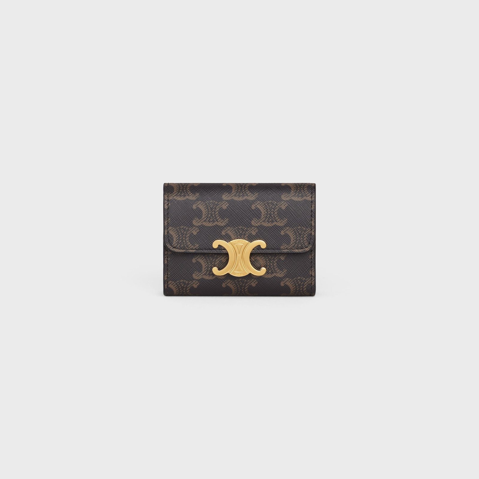 COMPACT WALLET WITH COIN TRIOMPHE IN TRIOMPHE CANVAS TAN