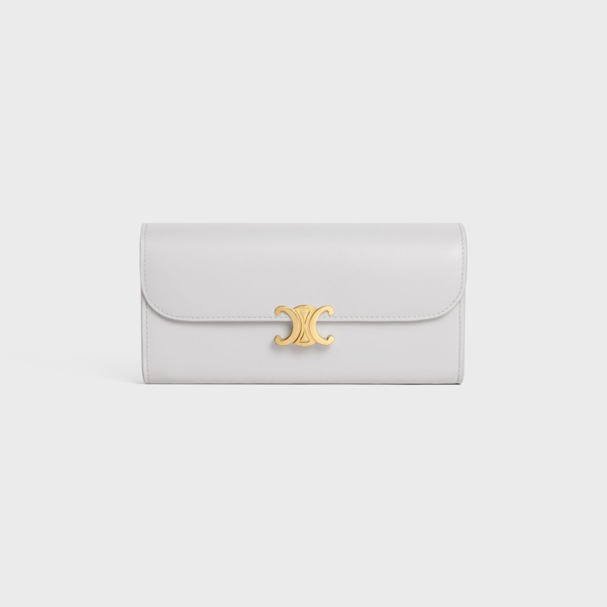 LARGE WALLET TRIOMPHE IN SHINY CALFSKIN CLOUDY GREY