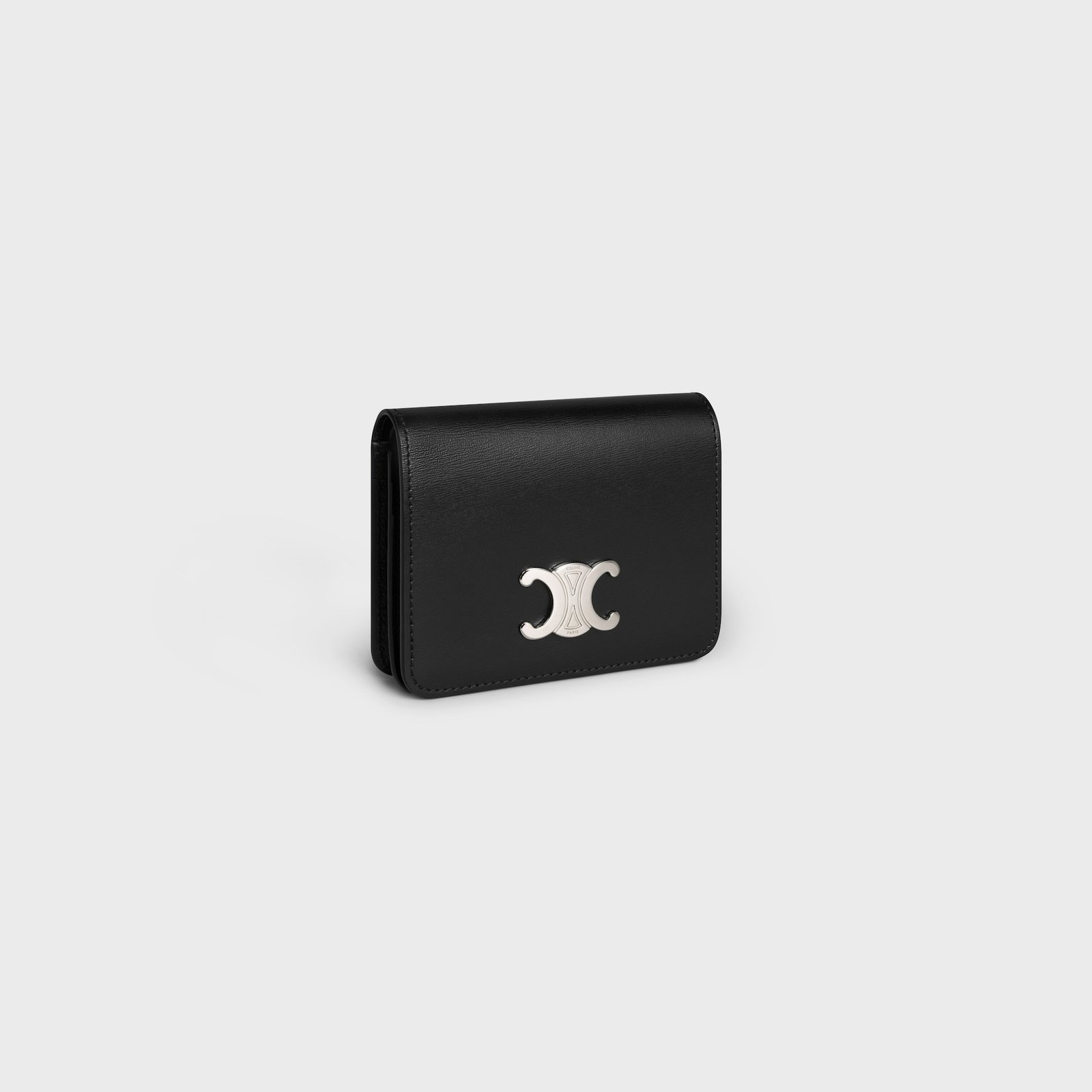 TRIOMPHE COMPACT WALLET IN SHINY CALFSKIN BLACK - Image 2