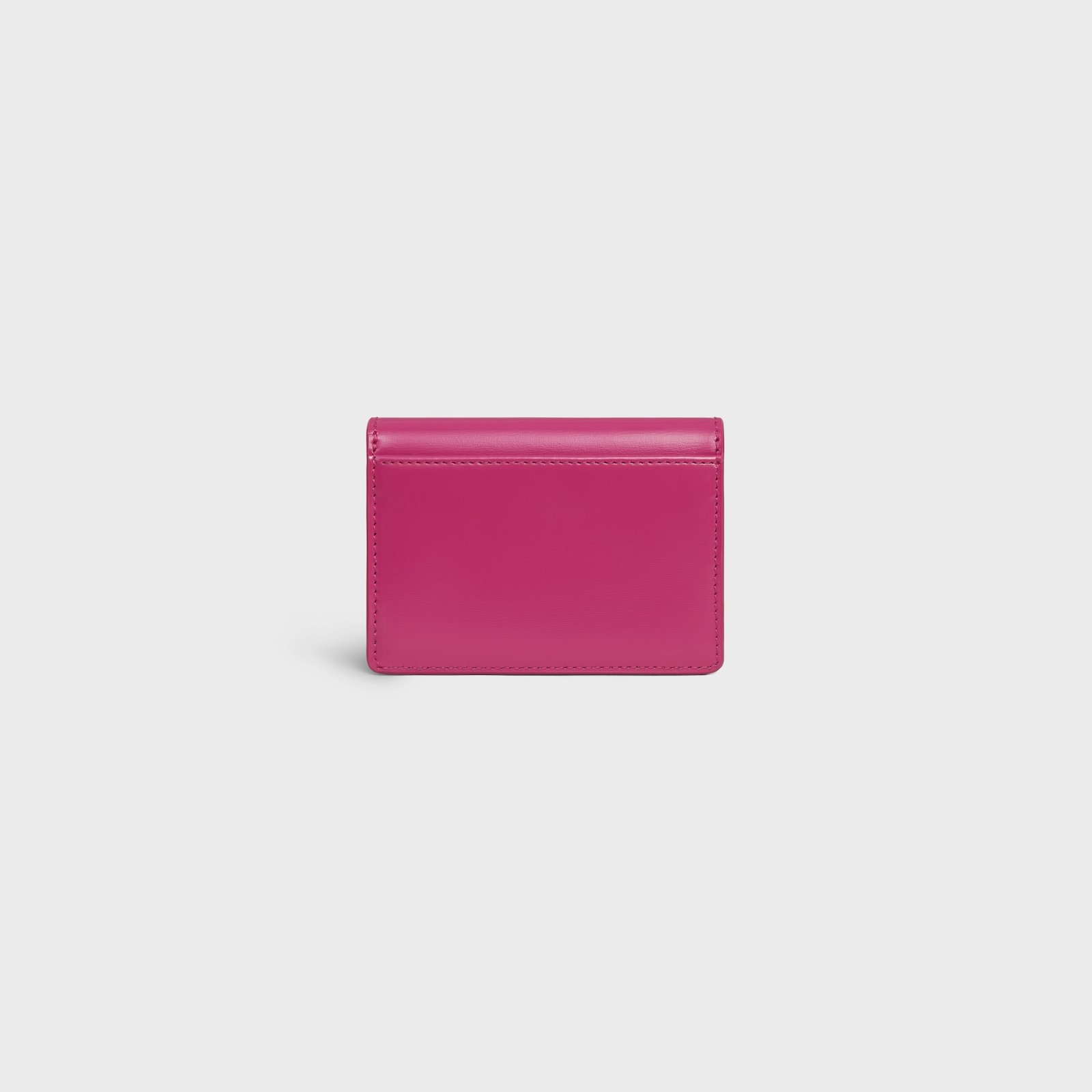 CARD HOLDER WITH FLAP TRIOMPHE IN SHINY CALFSKIN FUCHSIA - Image 3