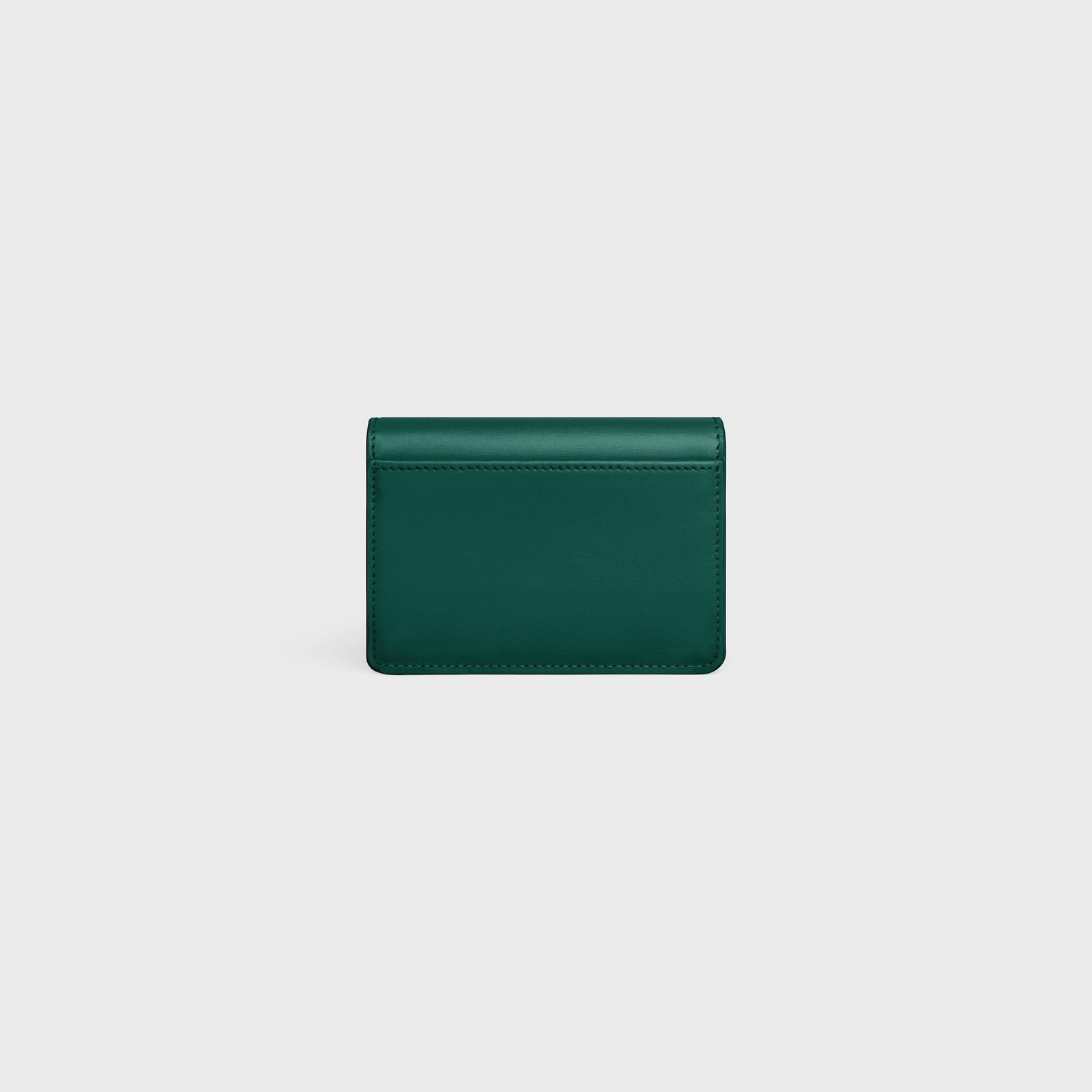 CARD HOLDER WITH FLAP TRIOMPHE IN SHINY CALFSKIN RACING GREEN - Image 3