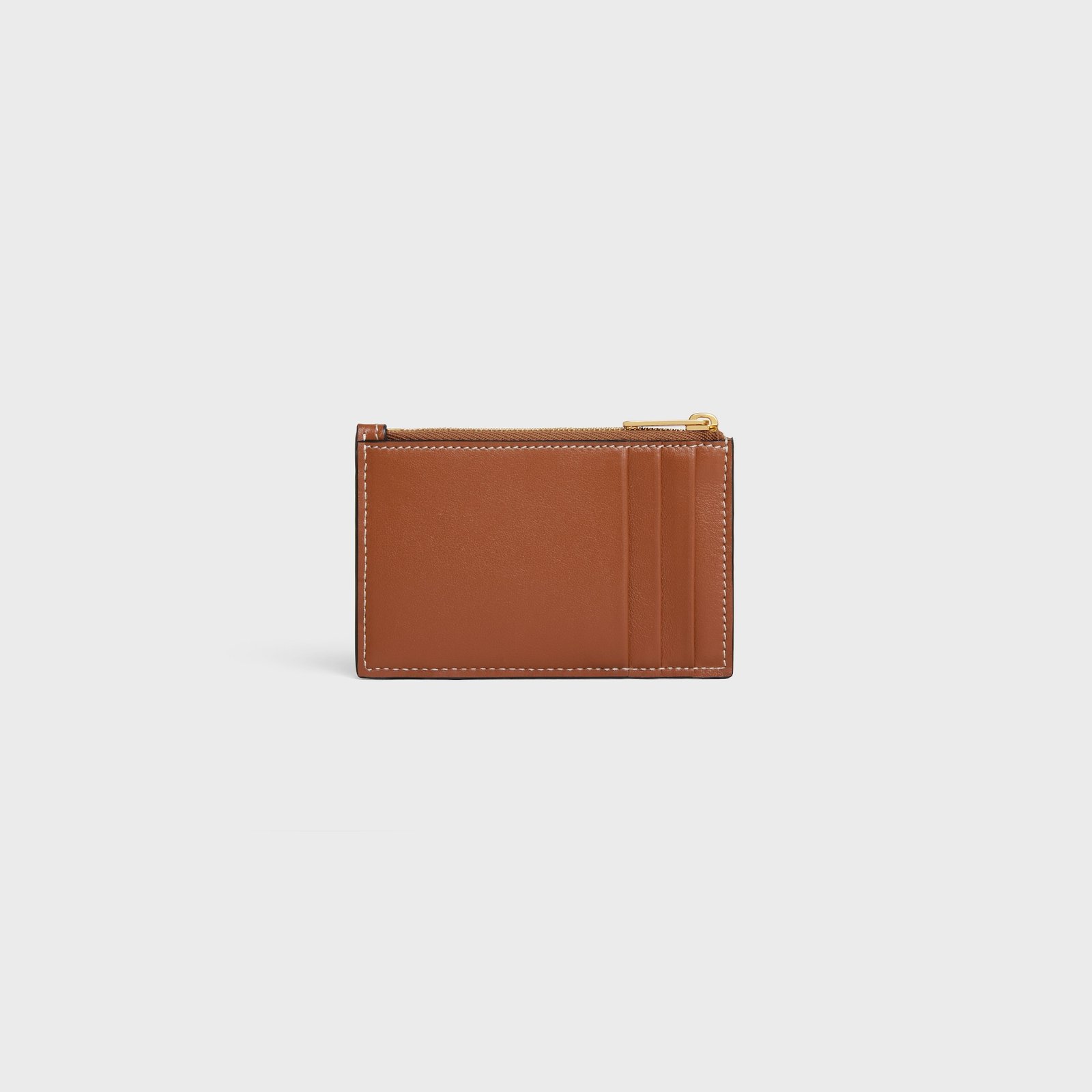 ZIPPED CARD HOLDER CUIR TRIOMPHE IN SHINY CALFSKIN TAN - Image 3