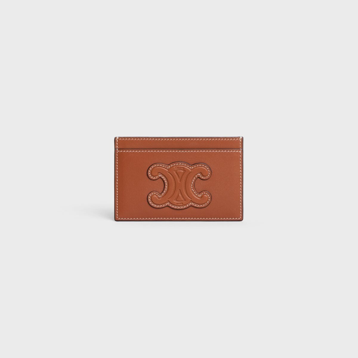 CARD HOLDER CUIR TRIOMPHE IN SHINY CALFSKIN TAN