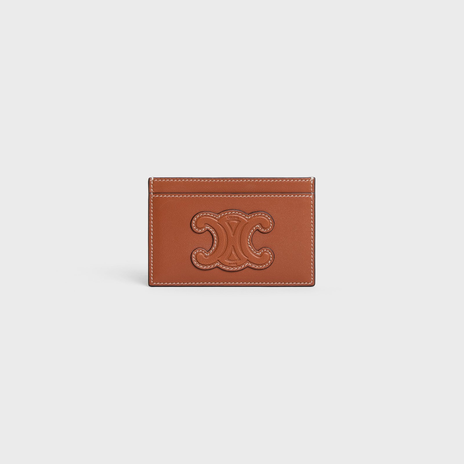 CARD HOLDER CUIR TRIOMPHE IN SHINY CALFSKIN TAN