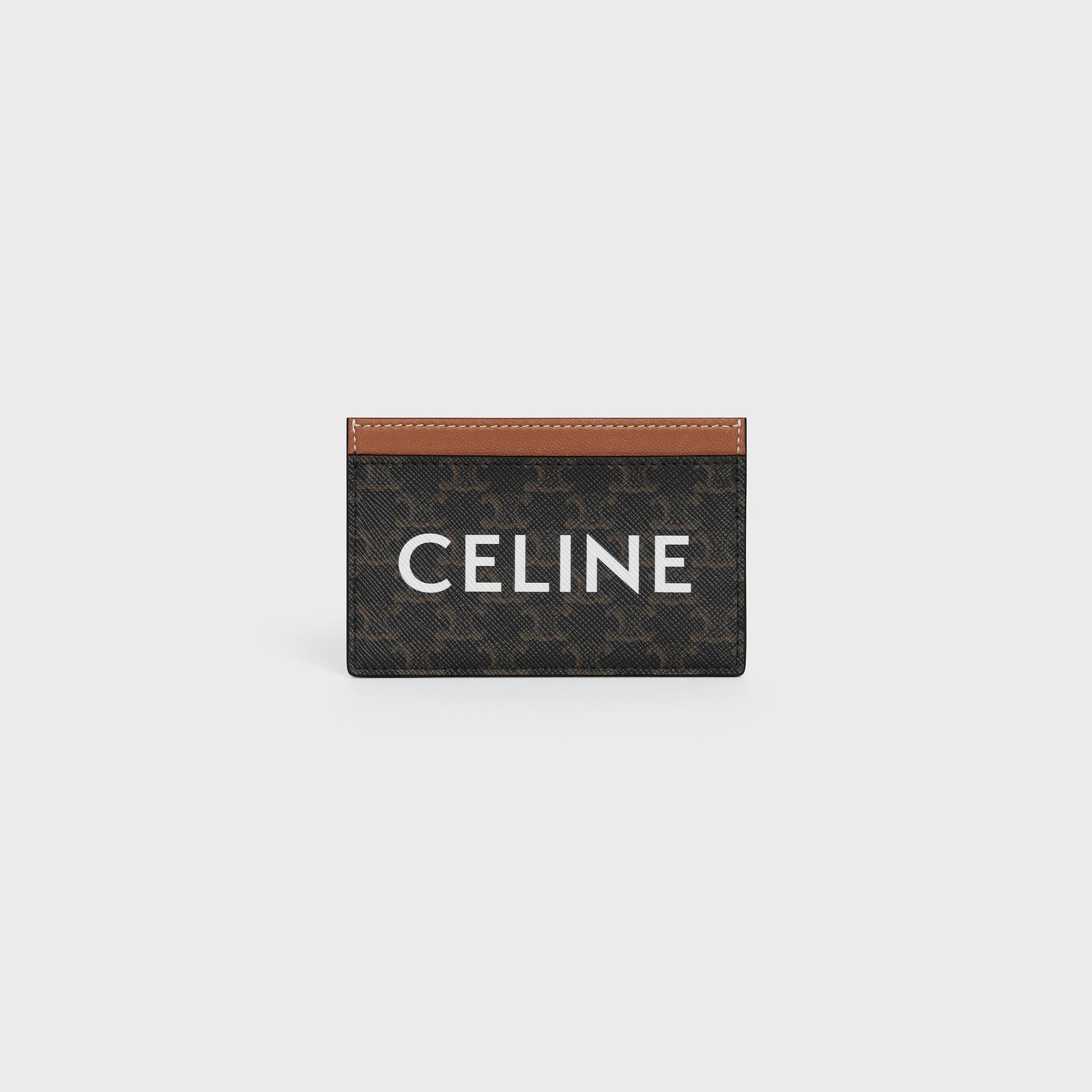 CARD HOLDER IN TRIOMPHE CANVAS WITH CELINE PRINT TAN